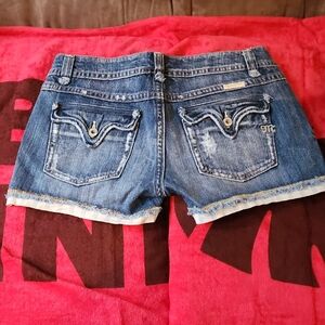 Miss Me Distressed Blue Jean Shorts